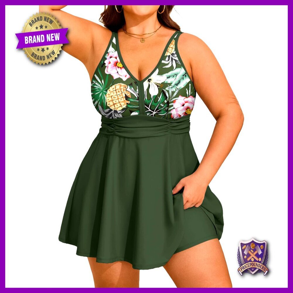 Plus Size Tankini Swimsuit with Tummy Control and Boy Shorts